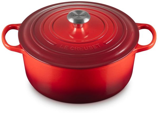 Le Creuset Signature Gusseisen-Bräter mit Deckel, Für alle Herdarten und Induktion geeignet, Rund, Kirschrot, 28,0 cm, 6.7