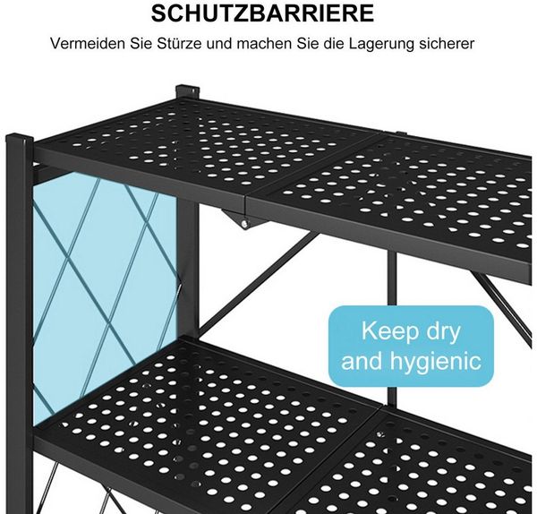 FOXSPORT Standregal mit Rollen, 1er-Packung, Komplett-Set, Traglast von 20 kg pro Ebene, mit 5 Ablagen, Schwerlastregal, Küchenregal, 72x37x163cm