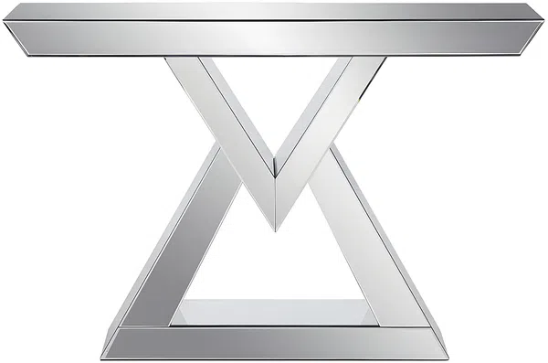 Vente-unique - ISIDA Konsole Glas Silberfarben - B 36 cm x H 80 cm x L 120 cm Bild 2