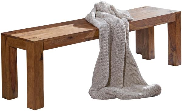 FineBuy Esszimmer Sitzbank Massiv-Holz Sheesham 160 x 45 x 35 cm Design Holz-Bank Natur-Produkt Küchenbank Landhaus-Stil dunkel-braun Bank 3-Sitzer für innen ohne Rücken-Lehne Echt-Holz