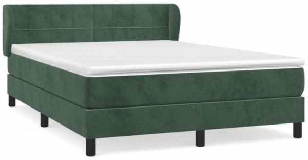 vidaXL Boxspringbett mit Matratze Dunkelgrün 140x200 cm Samt