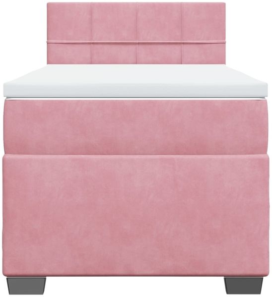 vidaXL Boxspringbett mit Matratze Rosa 100x200 cm Samt 3286239 Bild 4