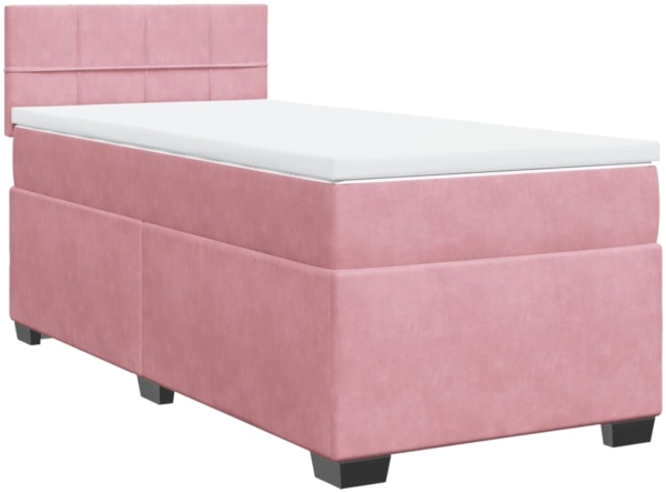 vidaXL Boxspringbett mit Matratze Rosa 100x200 cm Samt 3286239