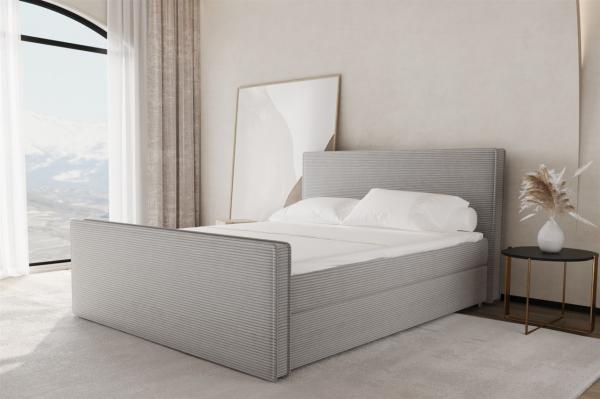 Boxspringbett Schlafzimmerbett CELES 160x220cm Stoff Poso Hellgrau