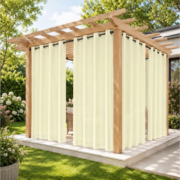 Sunicol Outdoorvorhang Transparent spritzwassergeschützt Außenvorhang mit Ösen Gardinen (2 St), Voile Sichtschutz für Pavillon Terrasse Pergola Balkon Garten