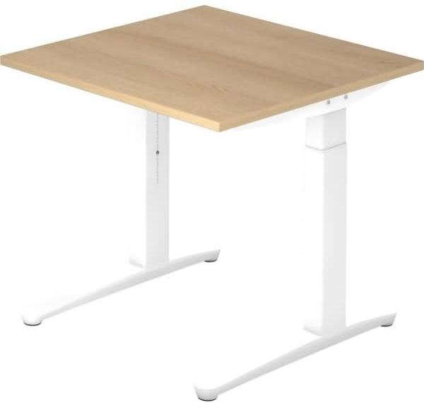 'XB08' Schreibtisch C-Fuß 80x80cm Eiche Weiß