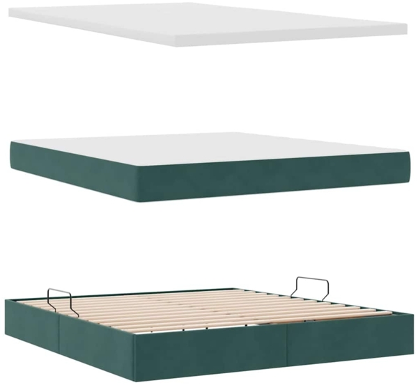vidaXL Bett mit Stauraum und LED Dunkelgrün 160x200 cm Samt 3372162 Bild 7