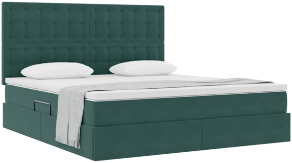 vidaXL Bett mit Stauraum und LED Dunkelgrün 160x200 cm Samt 3372162 Bild 2