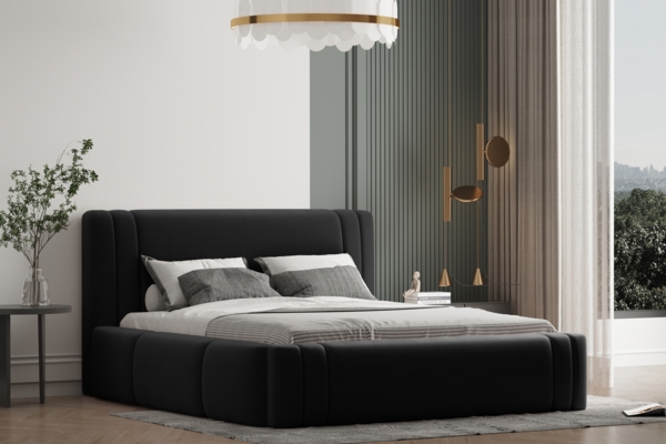 Polsterbett ROLF-OM 140x200 mit Bettkasten und Lattenrost. Farbe: VELUTTO 20