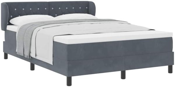 vidaXL Boxspringbett mit Matratze Dunkelgrau 140 x 190 cm Samt 3340329 Bild 2