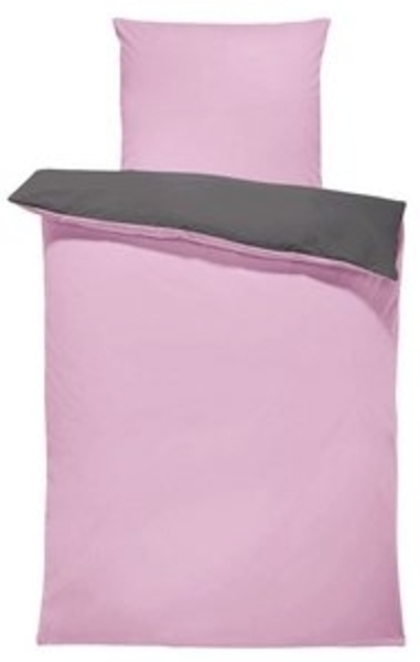One Home Wendebettwäsche Doubleface, Mikrofaser, 4 teilig, rosa / anthrazit, Normalgröße Bild 6