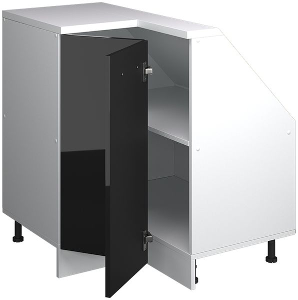 Dachschrägenschrank Eckschrank Rion Schwarz Hochglanz/Weiß 75.6 x 81.6 cm mit 1 Tür Vicco Bild 4