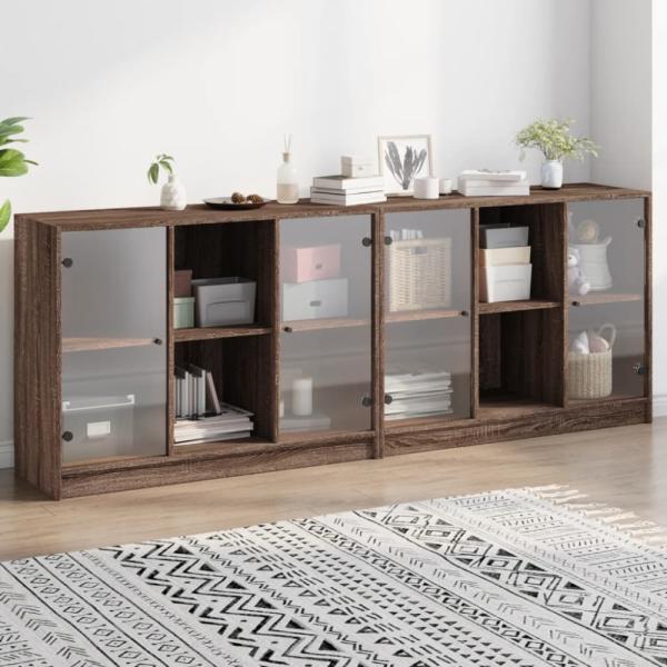 vidaXL Bücherschrank mit Türen Braun Eichen-Optik 204x37x75 cm 3206537