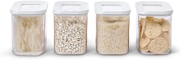 Mepal | Vorratsbehälter Modula 4er Set | Aufbewahrungsboxen mit Deckel | Küchenorganizer & Vorratsboxen | Stapelbar & Luftdicht | 4 x 1000 ml | Weiß