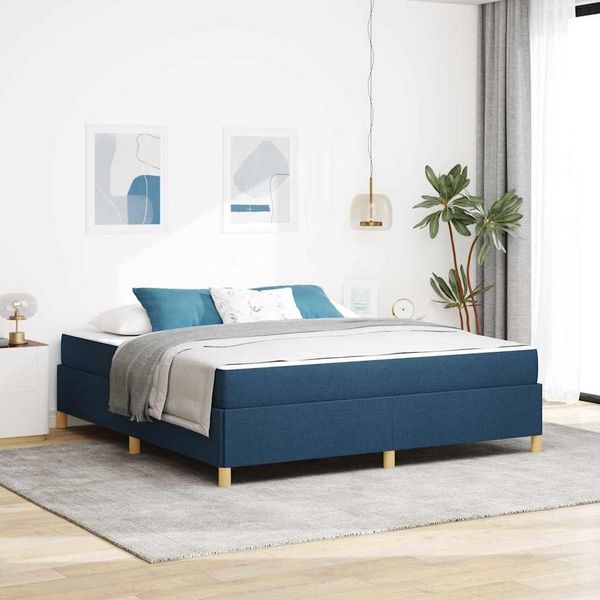 vidaXL Bettrahmen mit Matratze Blau 180 x 200 cm Stoff 3398961