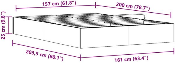vidaXL Ottoman Bettgestell mit Stauraum Natur 160 x 200 cm 3418792 Bild 10