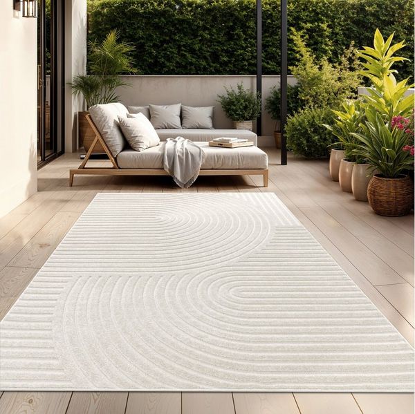TT Home Teppich Diele, Esszimmer, Flur, Küche, Wohnzimmer, Außenbereich, Rechteckig, Höhe: 10 mm, In-& Outdoorteppich Wetterfest Balkon Schlafzimmer Skandi Regenbogen M