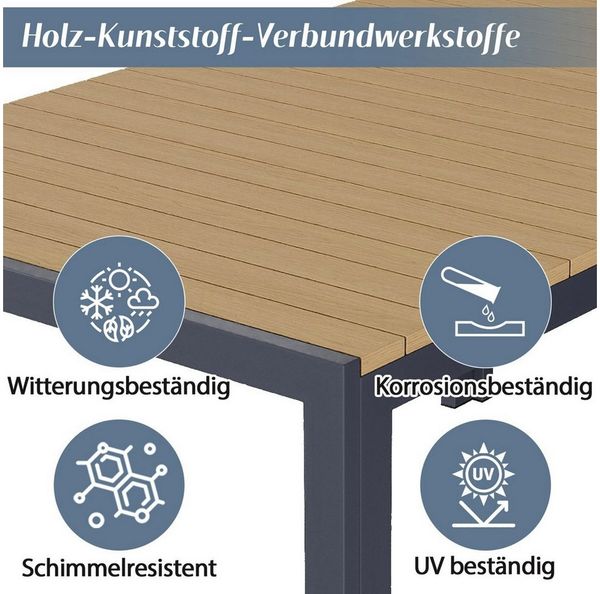 Merax Gartenlounge-Set für 6 Personen, Garten-Essgruppe wetterfeste Loungegruppe, (inkl. 6 Stühle und einen Esstisch, 7-tlg), Gartenmöbel-Set aus verzinktem Eisen mit Kunststoffholz-Tischplatte Bild 4