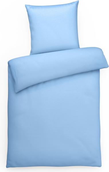 Mako-Satin Bettwäsche "Premium" aus 100% Baumwolle - Uni Hellblau 155x220 cm und 80x80 cm