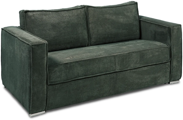 Vente-unique - Schlafsofa mit Matratze 3-Sitzer - Cord - Tannengrün - Liegefläche mit Lattenrost mit breiten Latten 140 cm - Matratze 18 cm - LORETO Bild 5