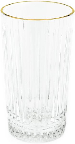 Almina Elisa Trinkgläser-Set 6-teilig mit Goldumrandung Riffle Design 300 ml