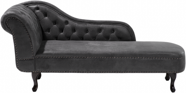 Beliani 'Nimes' Chaiselongue, Dunkelgrau, Kunstleder, 79 x 65 x 169 cm, Links