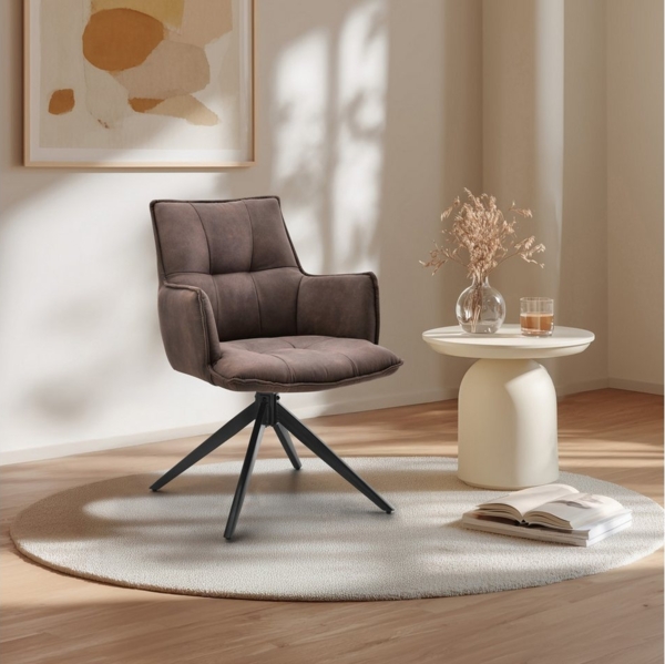 hjh LIVING Esszimmerstuhl Esszimmerstuhl Tavaro Stoff mit Armlehnen (1 St), Esszimmerstuhl Polsterstuhl drehbar mit Armlehnen, Stahlbeine