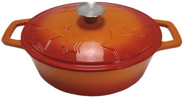 Grillfürst Bratentopf Grillfürst Dutch Oven Sternentöpfchen / Gusseisen Bräter - emailliert - M - orange