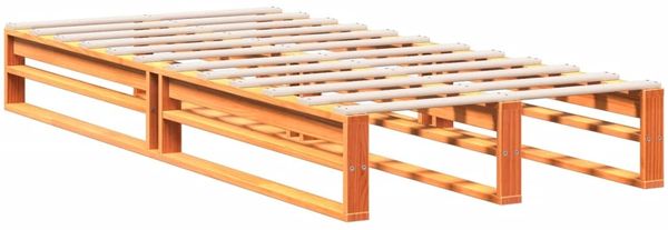 vidaXL Massivholzbett mit Regal ohne Matratze Wachsbraun 75x190 cm 3323976 Bild 7