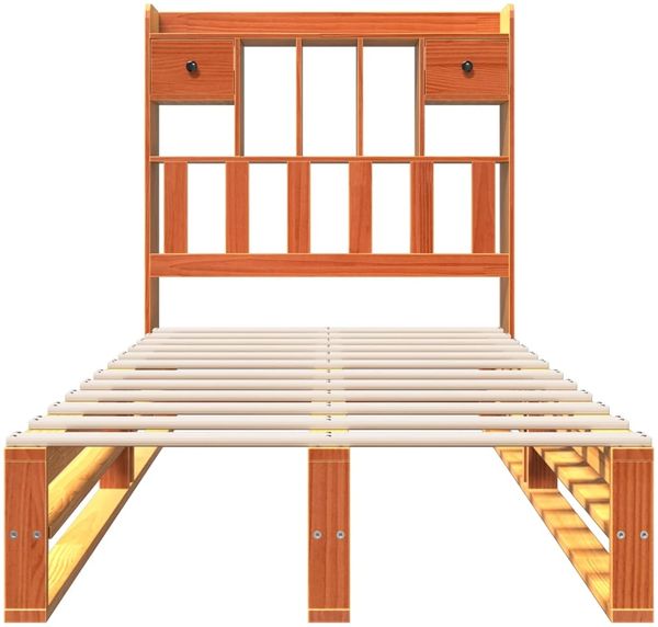 vidaXL Massivholzbett mit Regal ohne Matratze Wachsbraun 75x190 cm 3323976 Bild 3