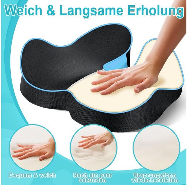 POPOLIC Sitzkissen Sitzkeilkissen für Bürostuhl & Autositz – Ergonomisches, Sitzauflage aus Memory-Schaum, Erhöht Sitzkomfort