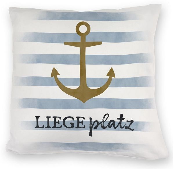 speecheese Dekokissen Anker Kuschelkissen mit Spruch Liegeplatz