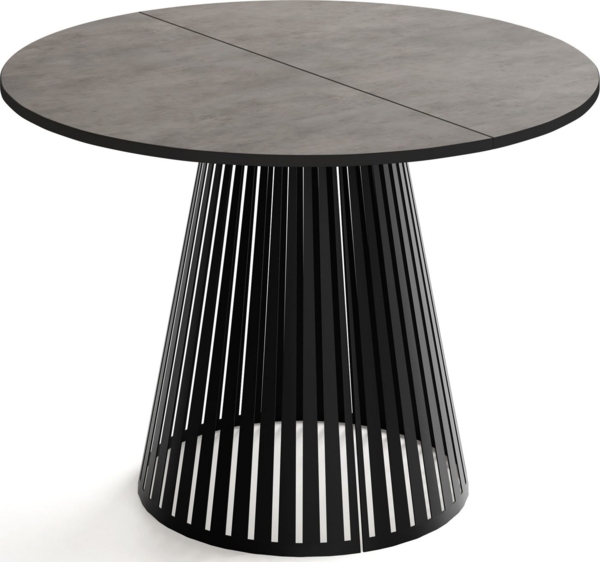 WFL GROUP Esstisch Naro Black (erhältlich in 2 Größen – 100/120 cm, ausziehbar auf 180/200 cm), platzsparender Tisch mit Lamellen für Küche, Esszimmer oder Wohnzimmer