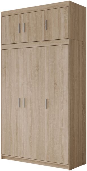 Kleiderschrank Elena 3D (Farbe: Sonoma Eiche, mit Schrankaufsatz)