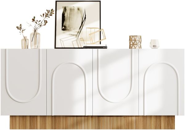 Moderner Sideboard-Schrank mit 4 Türen, großem Stauraum und klarer U-Form-Struktur – Stilvolle Aufbewahrung für Wohnzimmer & Essbereich, praktische Mehrfachfächer für organisierte Ordnung, 160×75×38cm