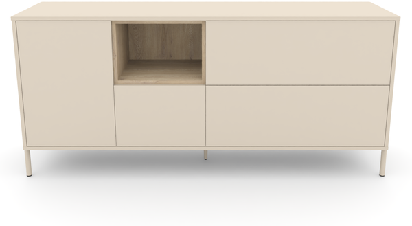 Sideboard HYGGE mit 1 Tür, 3 Schubladen, 1 offenes Fach, Cashmere Weiß Bild 2