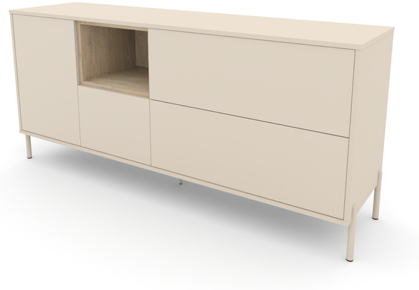 Sideboard HYGGE mit 1 Tür, 3 Schubladen, 1 offenes Fach, Cashmere Weiß