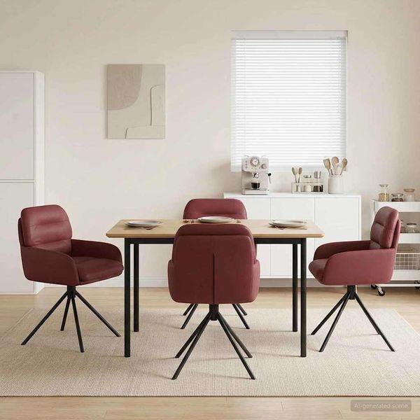 vidaXL Drehstuhl Esszimmer 4 pcs Kunstleder Weinrot 59 x 59,5 x 90 cm 3428260