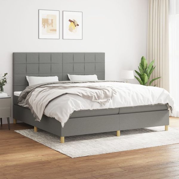 vidaXL Boxspringbett mit Matratze Dunkelgrau 200x200 cm Stoff, Härtegrad: H2 [3142362]