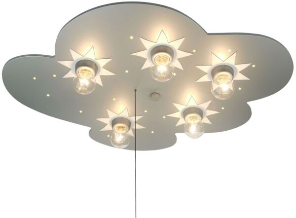 LED Kinder Deckenleuchte Wolke, Titan Sterne Zugschalter für LED-Schlummerlicht