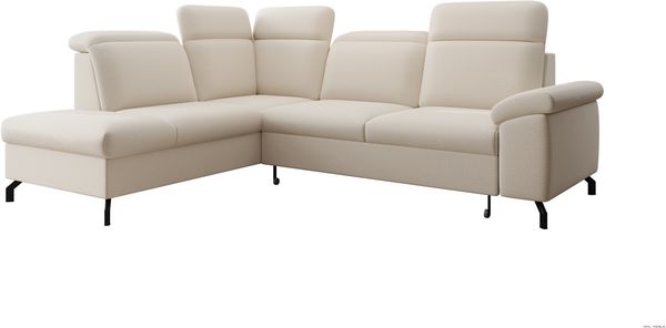 Ecksofa Canei, Sofa mit Schlaffunktion, Couch L-Form, Sofa Links, Plüschstoff, 262 x 105 x 170 cm, Beige