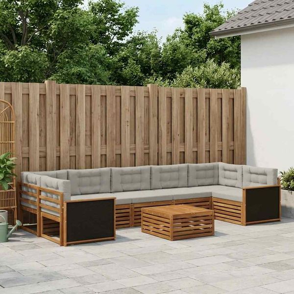 vidaXL Outdoor-Sofagarnitur 8 pcs Natürlich und Hellgrau 3383134