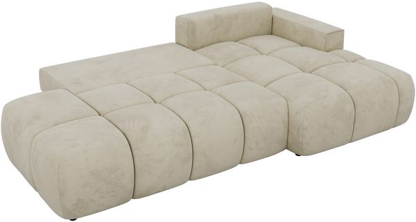 Ecksofa LORAN L mit Schlaffunktion und Bettkasten, Freistehendes Ecksofa mit Wellenfederung, DL-System, Große Liegefläche - Beige Velvet Bild 11