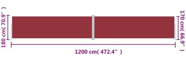 vidaXL Seitenmarkise Ausziehbar Rot 180x1200 cm 318077 Bild 8