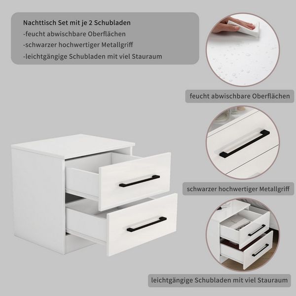 OTTO home Nachtkommode Sylt Schlafzimmerschrank Garderobe Schrank hochglanz (Spar-Set, 2 St, modernes Hochglanz Nachtschrank Set (2 Stück) Stilvolles Design), Nachttisch Bestseller Beistelltisch Kommode Bild 4