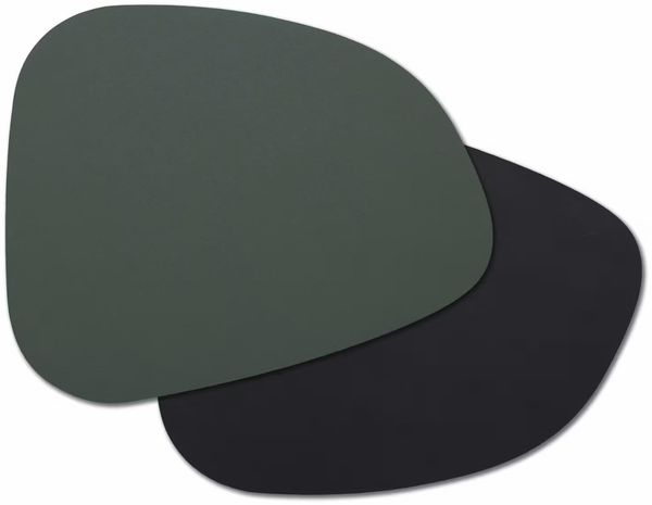 ZELLER 27150 Platzset 2 TONE, Kunstleder, schwarz/dunkelgrün, ca. 34x42 cm