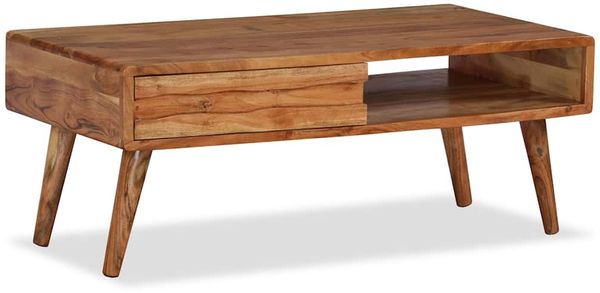 vidaXL Couchtisch mit Schublade Massivholz Geschnitzt 100x50x40 cm 244974
