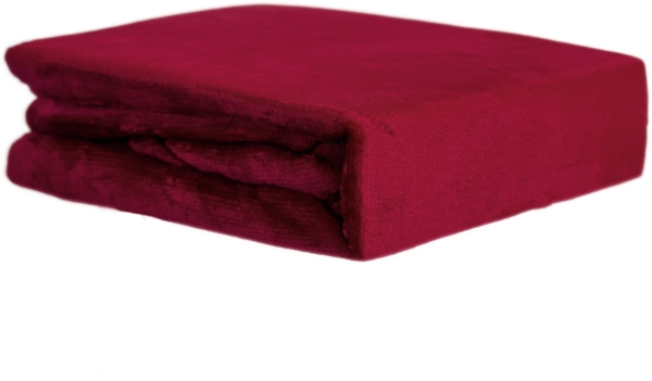 Plüsch Spannbettlaken 90-100 x 200 cm + 30 cm mit Rundumgummizug - Cashmere Touch 180 gsm Bordeaux