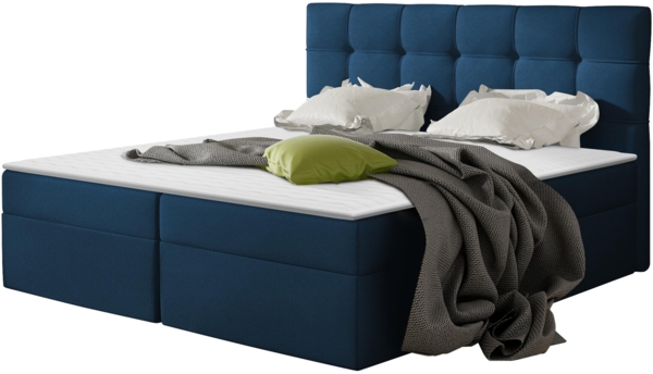 Boxspringbett Felipe, Blau, 140x200 cm