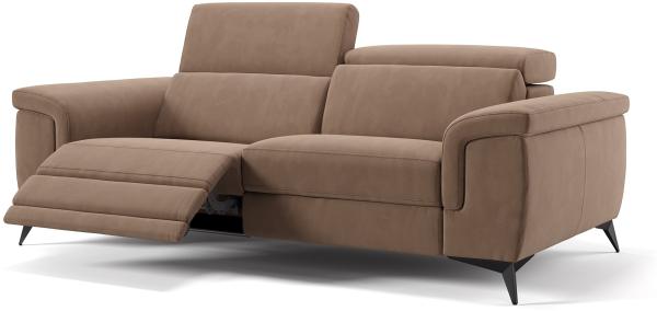 Sofanella 3-Sitzer AMARO Stoffsofa Relaxfunktion Designersofa in Hellbraun
